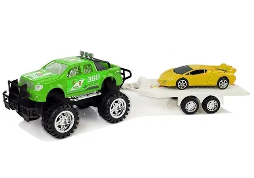Zestaw Pojazdów Auto Sportowe Żółte Terenowe Zielone Z Napędem Frykcyjnym