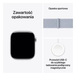 Apple Watch Series 10 GPS koperta 46mm aluminium srebrne opaska sportowa błękitny obłok