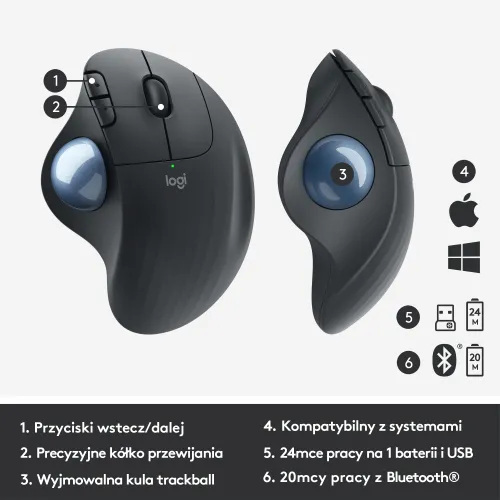 Myszka Logitech ERGO M575 Grafitowy