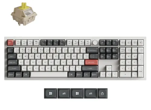 Klawiatura gamingowa Keychron Q6U-P4 100% Milk POM Banana Switch RGB Hot-Swap 8K