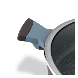 Patelnia na indukcję marmurowa z pokrywką Starke Pro Luxury Grey II 28 cm krótkie uchwyty