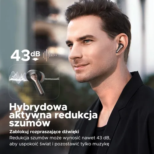 Słuchawki bezprzewodowe Soundpeats Capsule3 Pro Dokanałowe Bluetooth 5.3 Czarny