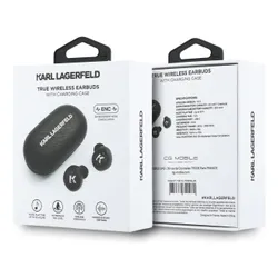 Słuchawki dokanałowe KARL LAGERFELD Saffiano Logo ENC Czarny