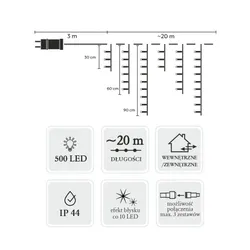 Kurtyna LED EXTRALINK 9881 Sople 20 m Sieciowe