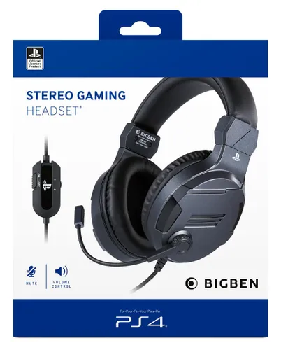 Słuchawki przewodowe z mikrofonem BigBen PS4 Gaming Headset V3 Nauszne Szary