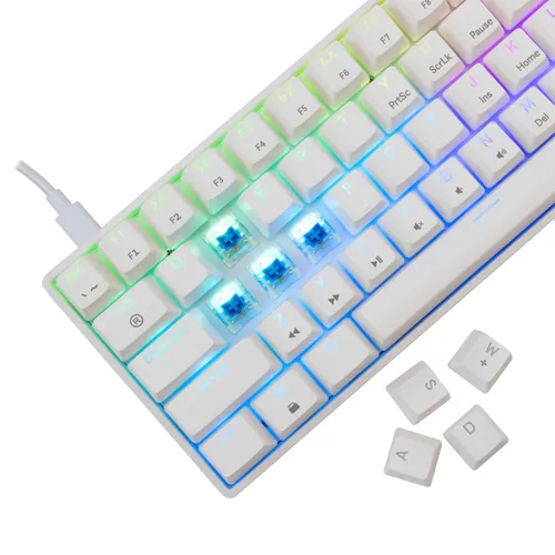 Klawiatura gamingowa White Shark Shinobi Blue przewodowa mechaniczna podświetlana biała