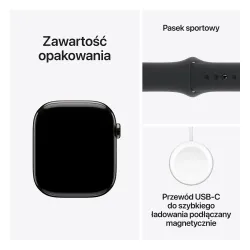 Apple Watch Series 10 GPS + Cellular 46mm tytan łupek pasek sportowy czarny M/L