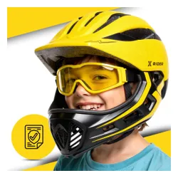 Kask XRIDER XRKFH004S Żółto-czarny Full Face dla Dzieci z odpinaną szczęką (rozmiar S)
