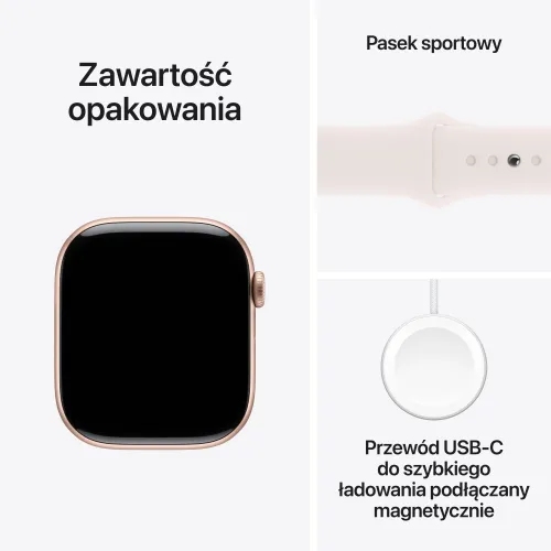 Apple Watch 10 GPS 46mm koperta z aluminium (różowe złoto) + pasek sportowy rozmiar M/L (łagodny róż) (CPO)