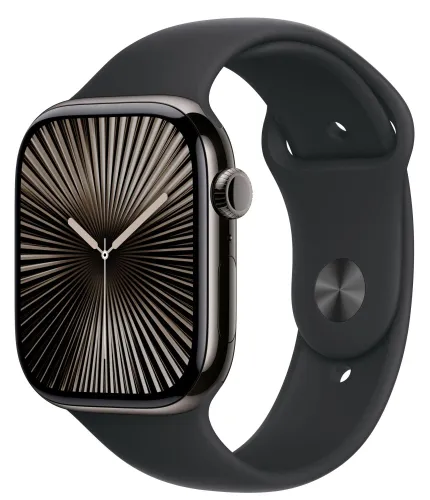 Apple Watch Series 10 GPS + Cellular koperta 42mm tytan łupek pasek sportowy czarny S/M