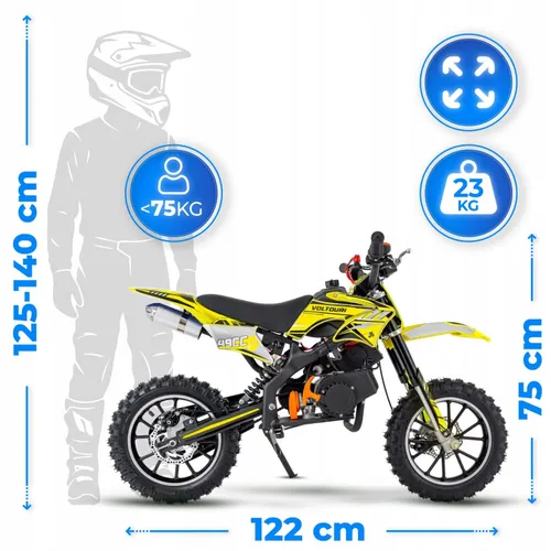 Motocykl spalinowy 49CC cross dla dzieci e-start motor motorek LED 35km/h