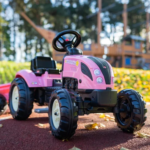 Falk Traktor Country Star Różowy na Pedały + Przyczepka i Klakson 2-5Lat.