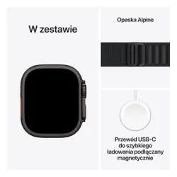Apple Watch Ultra 3 GPS + Cellular 49mm koperta tytanowa (czarny) + pasek Alpine rozmiar M (czarny)