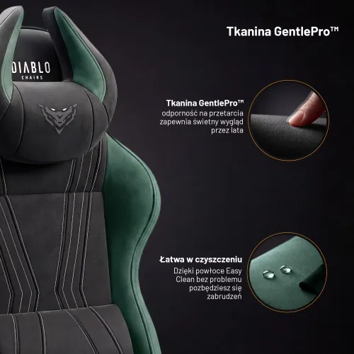 Fotel Diablo Chairs X-Horn 2.0 Normal Size Forest Green Gamingowy do 140kg Tkanina Czarno-Zielony