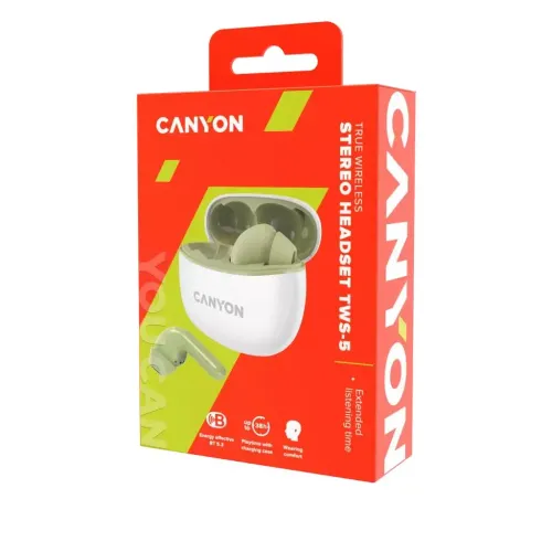 Słuchawki bezprzewodowe Canyon TWS-5 Dokanałowe Bluetooth 5.2 Zielony