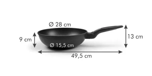 TESCOMA Smartclick Deep 28 cm czarna - patelnia / wok nieprzywierający z odpinaną rączką