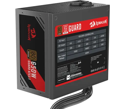 Zasilacz Redragon GUARD GC-GU02P 650W 80+ Bronze Czarny