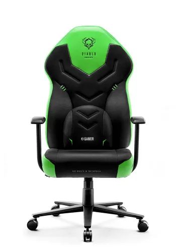 Fotel Diablo Chairs X-Gamer 2.0 Normal Size Gamingowy do 150kg Skóra ECO Tkanina Green emerald