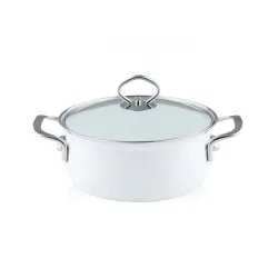 RIESS Arctivweiss 1 l beżowy - garnek emaliowany z pokrywką