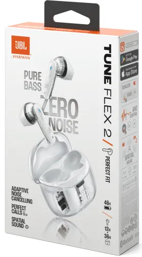 Słuchawki douszne JBL Tune Flex 2 ANC Wodoodporne Biało-przezroczysty