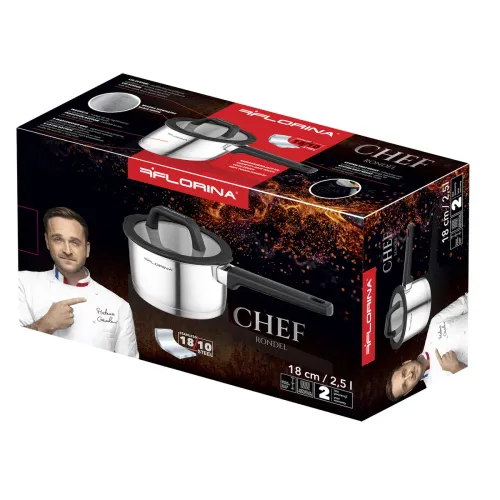 Rondel ze stali nierdzewnej z pokrywką FLORINA CHEF 2,5 l