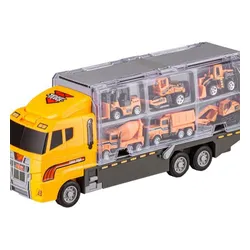Ciężarówka, Transporter + Auta, Otwierana Laweta, Pojazdy Budowlane + Helikopter 12W1