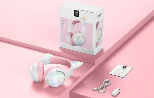 Słuchawki ONIKUMA GT838 Nauszne Biało-różowy