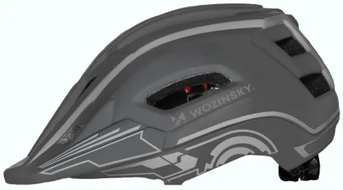 Kask rowerowy WOZINSKY HT-27S Szary Full Face dla Dzieci z odkręcaną szczęką i lampką (rozmiar uniwersalny)