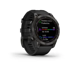 Smartwatch Garmin Fenix 7 Sapphire Solar Czarny Tytan DLC z czarnym paskiem (010-02540-35)