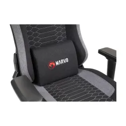 Fotel Marvo Kahn Gray Gamingowy do 150kg Tkanina Czarno-szary