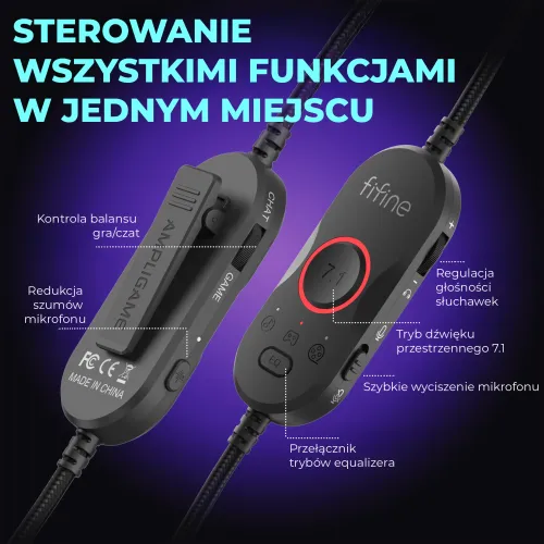 Słuchawki przewodowe z mikrofonem Fifine AmpliGame H16 Nauszne Czarny