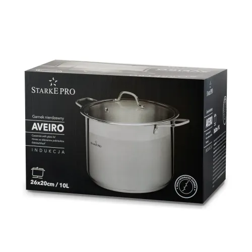 Garnek wysoki ze stali nierdzewnej z pokrywką Starke Pro Aveiro 10 l