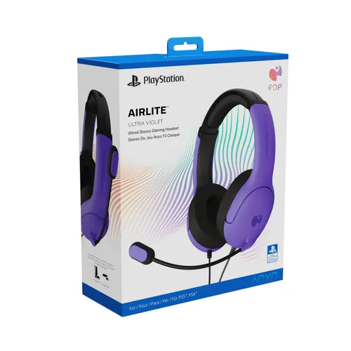 Słuchawki przewodowe z mikrofonem PDP Airlite Ultra Violet do PlayStation Nauszne Fioletowy