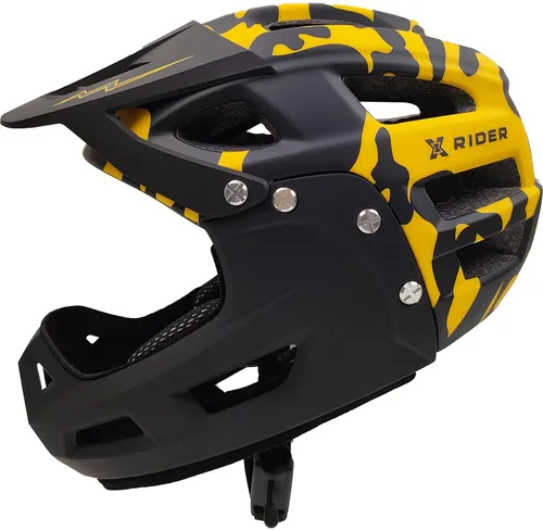Kask XRIDER XRFH003L Czarno-żółty Full Face z odpinaną szczęką (rozmiar L)