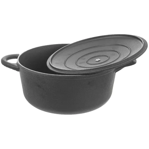 Garnek Żeliwny z Pokrywką do Gotowania Duszenia Pieczenia Brytfanka 23cm 4L