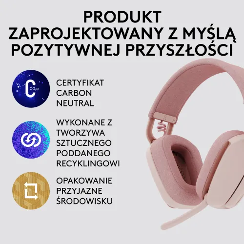 Słuchawki bezprzewodowe z mikrofonem Logitech Zone Vibe 100 Nauszne Różowy