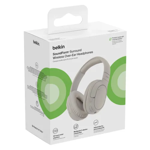Słuchawki bezprzewodowe Belkin SoundForm Surround Nauszne Bluetooth 5.4 Piaskowy