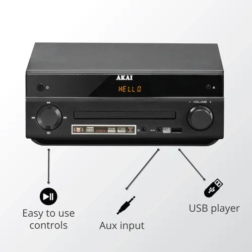 Wieża AKAI AM-301B Bluetooth Radio FM Czarny