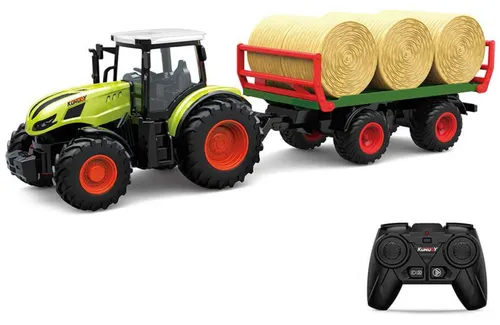 Zdalnie sterowany samochód COIL traktor na pilota z przyczepą i belami słomy