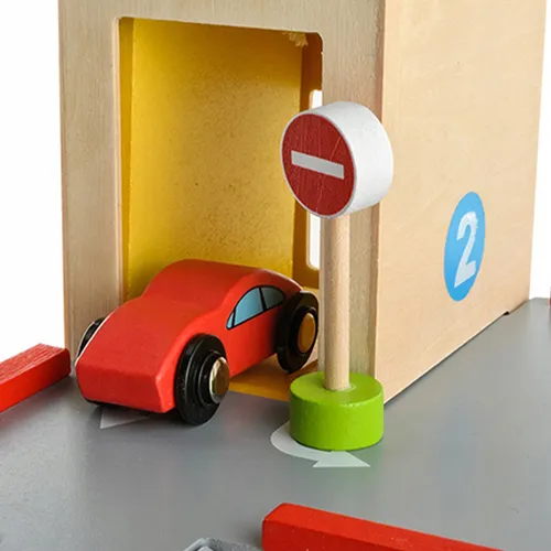 Drewniany parking z torem wyścigowym dla dzieci zabawka edukacyjna