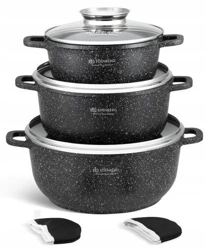 Garnki marmurowe 6el zestaw komplet garnków 8140