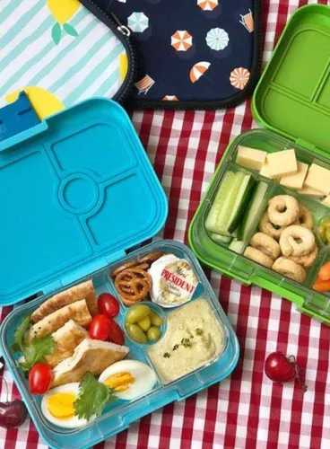 Yumbox Panino - Surf blue / polar bear tray orta dikdörtgen öğle yemeği kutusu