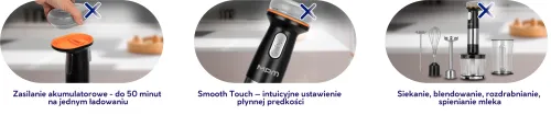 Blender MPM GoFree CMBL-01 180W Mini rozdrabniacz Końcówka do ubijania Końcówka do spieniania