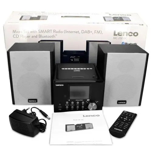 Wieża Lenco MC-250 24W Wi-Fi Bluetooth Radio FM, DAB+, Internetowe Czarny