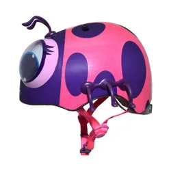Kask rowerowy RASKULLZ Googly Lady Bug Różowo-fioletowy dla Dzieci (rozmiar XS)