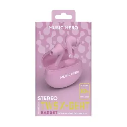 Słuchawki bezprzewodowe Music Hero TWS X-BEAT Dokanałowe Bluetooth Różowy