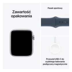 Apple Watch SE GPS 44 мм алюминиевый серебристый / штормовой синий спортивный ремешок S / M