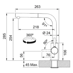 Bateria FRANKE Lina L Pull-out 115.0728.486 Kamienny szary