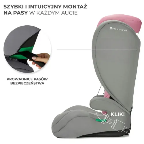 Fotelik samochodowy KINDERKRAFT I-Spark I-Size 2w1 100-150 cm (9-36 kg) Różowy