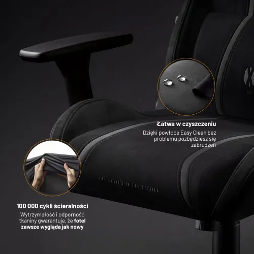 Fotel Diablo Chairs X-One 2.0 Small Burned Black Gamingowy do 90kg Tkanina Czarny